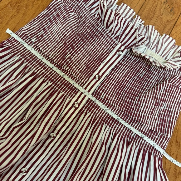 Victoria Victoria Beckham White/Red Striped Cotton Off-Shoulder Blouse Size M - Picture 7 of 10